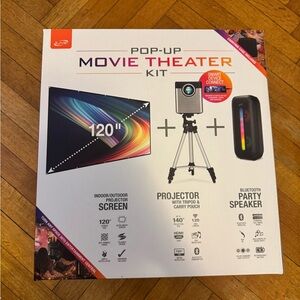 iLive Pop-up Movie Theater Kit 120” Screen + Projector + Party Speaker NIB